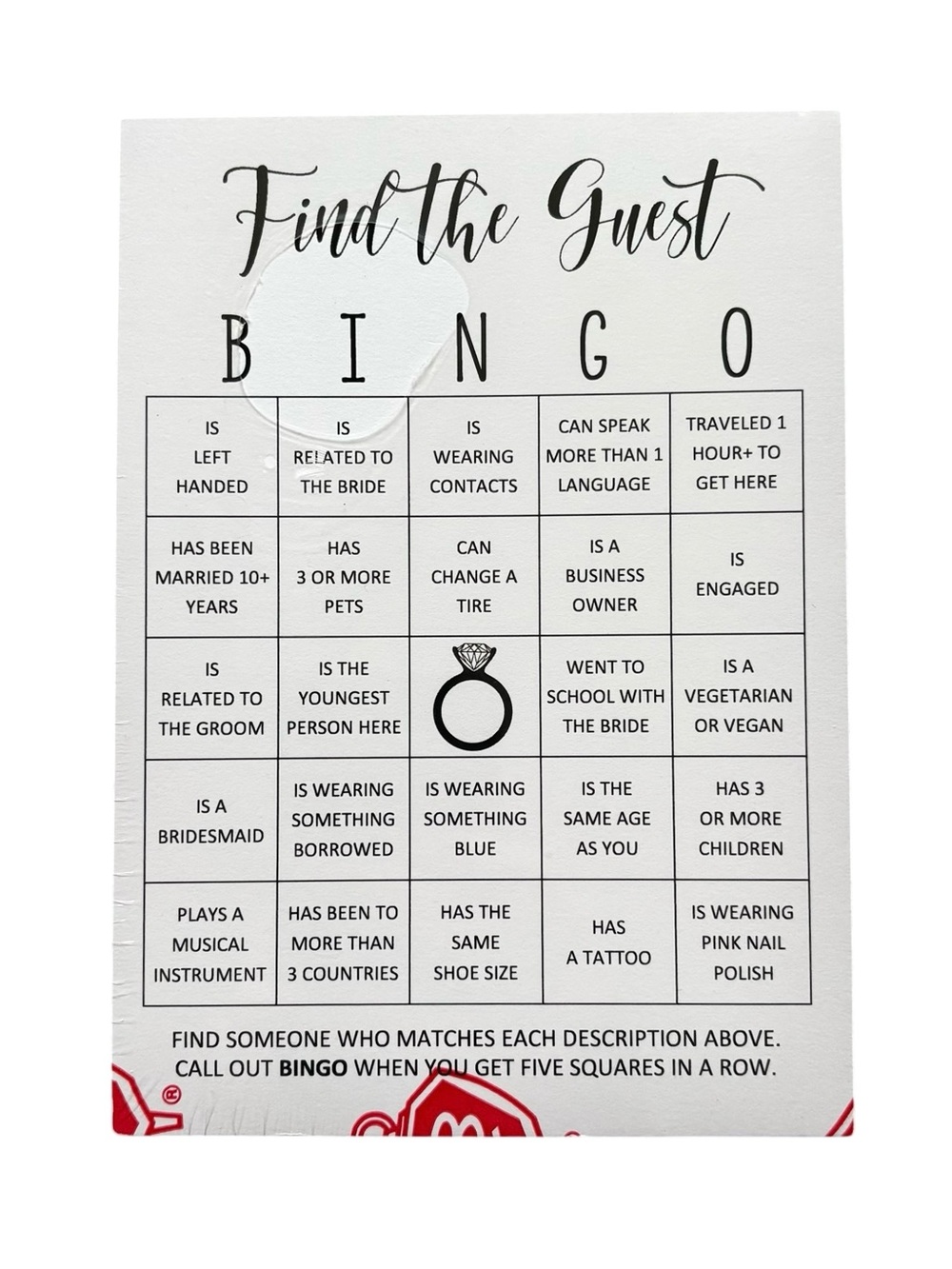 Find the Guest Bingo Game Card - White, set of 10+